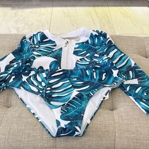 SHEIN Blue Leaf Print Bikini Set